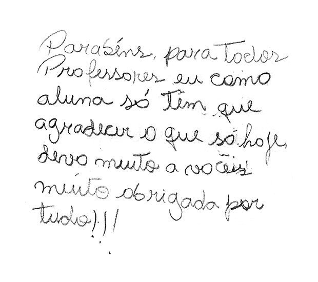 Bilhete escrito por aluno de EJA para o Dia do Professor